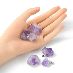 Rough Raw Natural Amethyst Pendants&nbsp;G-YW0001-32
