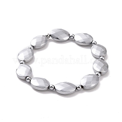 Synthetic Hematite Oval Beaded Stretch Bracelet for Men Women&nbsp;G-C006-12