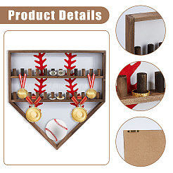 Baseball Theme Wood Wall Mounted Finger Ring Organizer Display Stands&nbsp;AJEW-WH0031-70A
