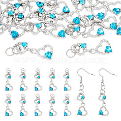 15Pcs Alloy Glass Heart Pendants&nbsp;PALLOY-TAC0254-03