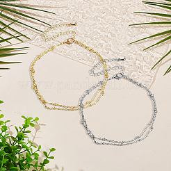 6Pcs 2 Colors Bohemia Style Stainless Steel Satellite Chains Anklets&nbsp;AJEW-GO0002-51