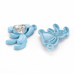 Spray Painted Alloy Rhinestone Pendants&nbsp;PALLOY-Q433-033F-RS