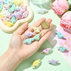 60Pcs 6 Colors UV Plating Opaque Acrylic Beads&nbsp;PACR-CJ0001-45