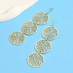 Alloy Flat Round Dangle Earrings&nbsp;FS-WG3E16A-01