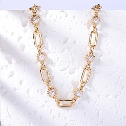 Imitation Pearl Sun & Oval Boho Link Chain Necklaces&nbsp;JN1131A