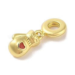 Rack Plating Brass Red Enamel European Dangle Charms&nbsp;KK-S380-24G