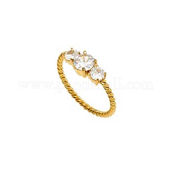 304 Stainless Steel & Clear Cubic Zirconia Finger Rings&nbsp;WG48BB7-01