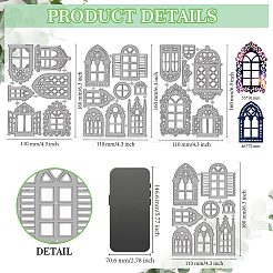 3Pcs 3 Styles Vintage Window Theme Carbon Steel Cutting Dies Stencils&nbsp;DIY-WH0309-4526