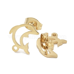 Hollow Dolphin Ion Plating(IP) 304 Stainless Steel Stud Earring Findings&nbsp;STAS-I206-95G