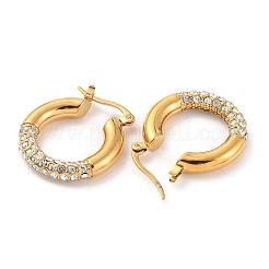 Ion Plating(IP) 304 Stainless Steel Hoop Earrings with Rhinestones for Women&nbsp;EJEW-A104-19G