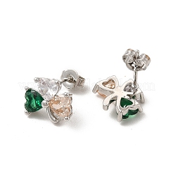 Rack Plating Brass Micro Pave Cubic Zirconia Stud Earrings&nbsp;EJEW-P221-30P