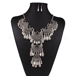 Alloy Acrylic Teardrop Tassel Pendant Necklaces & Dangle Earrings Sets&nbsp;FS-WGAE9A5-01