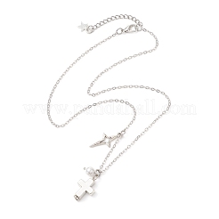 Alloy Cross Star Pendant Brass Cable Chain Necklaces for Women&nbsp;NJEW-JN05789