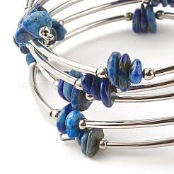 5-Loop Natural Lapis Lazuli Chip Beaded Wrap Bracelets for Women&nbsp;BJEW-JB01517-10