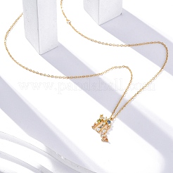 925 Sterling Silver Colorful Cubic Zirconia Constellation Pendant Cable Chain Necklaces for Women&nbsp;STER-R009-01G-07