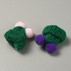 Woolen Crochet Mini Hat with Double Pom Pom Ball&nbsp;DIY-WH0032-56F