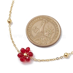 Glass Daisy Flower Beaded Necklace&nbsp;NJEW-JN04741