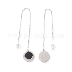 Long Chain with Enamel Rhombus Dangle Stud Earrings&nbsp;EJEW-A067-03P
