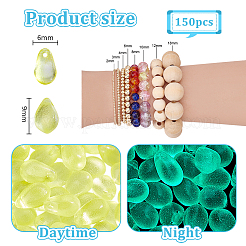 150Pcs Luminous Transparent Teardrop Glass Charms&nbsp;GLAA-PH0004-20