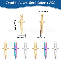12Pcs 3 Colors Ion Plating(IP) 304 Stainless Steel Pendants&nbsp;STAS-UN0045-87