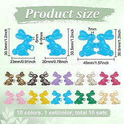 10 Sets 10 Colors Rabbit with Heart Spray Painted Alloy Adjustable Jean Button Pins&nbsp;DIY-FG0004-94