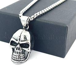 304 Stainless Steel Gothic Skull Pendant Necklaces for Men&nbsp;QF4021