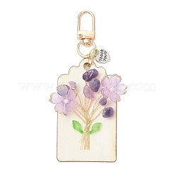 Flower Natural Amethyst & Lemon Jade & Synthetic Turquoise & Cherry Quartz Glass Chip Pendant Decorations&nbsp;HJEW-JM03239