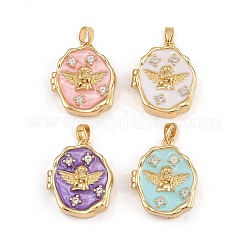 Brass Micro Pave Clear Cubic Zirconia Locket Pendants&nbsp;KK-P335-07G
