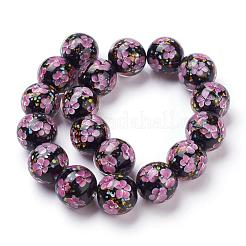 Handmade Inner Flower Lampwork Beads Strands&nbsp;LAMP-L072-D02