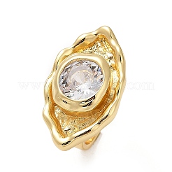 Brass Pave Cubic Zirconia Adjustable Open Cuff Rings for Women&nbsp;RJEW-R032-01G