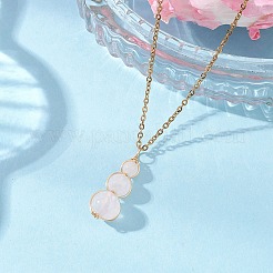 Natural Green Aventurine & Rose Quartz & Amethyst & Carnelian & Dyed Quartz Round Beaded Gourd Shape Pendant 304 Stainless Steel Cable Chain Necklaces for Women&nbsp;NJEW-JN05656