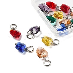 16Pcs 8 Colors Faceted Transparent Glass Charms&nbsp;GLAA-FP0001-14