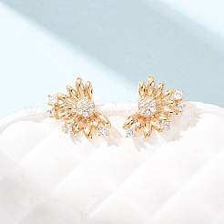 Brass Micro Pave Cubic Zirconia Stud Earrings&nbsp;EJEW-D363-02G