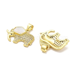 Brass Micro Pave Clear Cubic Zirconia Pendants&nbsp;KK-K365-12B-G