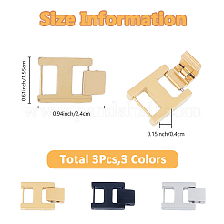 3Pcs 3 Colors Rectangle Stainless Steel Watch Band Clasps&nbsp;STAS-FH0002-27C