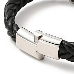 304 Stainless Steel Beaded Link Bracelet with Magnetic Clasp for Men Women&nbsp;BJEW-C021-22-P