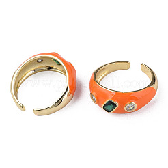 Cubic Zirconia Open Cuff Ring with Enamel&nbsp;RJEW-N035-128