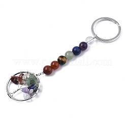 Natural Gemstone Chips Chakra Keychain&nbsp;G-N0326-004A