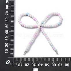 Alloy & Glass Seed Beads Bowknot Chandelier Component Links&nbsp;PALLOY-D359-03H