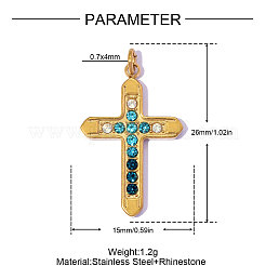 304 Stainless Steel with Light Sapphire Rhinestone Pendants&nbsp;RB-OY001-28G