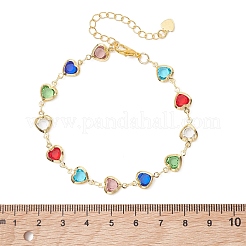 Brass Glass Link Chain Bracelets for Women&nbsp;BJEW-JB13563