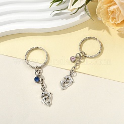 2Pcs Valentine's Day Alloy Glass Keychain&nbsp;KEYC-YW00188
