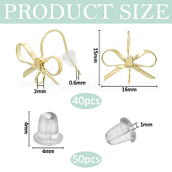 40Pcs Bowknot Shape Brass Earring Hooks&nbsp;KK-FH0008-03
