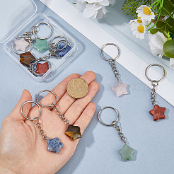 10Pcs 5 Colors Natural Gmestone Keychains&nbsp;KEYC-FH00086