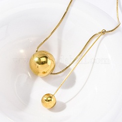 304 Stainless Steel Round Ball Pendant Snake Chain Necklaces&nbsp;NJEW-U028-03G