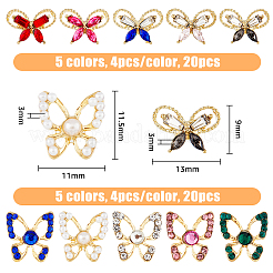 40Pcs 10 Style Butterfly Alloy Rhinestone Cabochons&nbsp;MRMJ-HY0002-38
