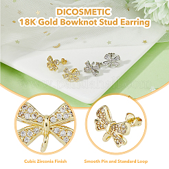 Rack Plating Brass & Cubic Zirconia Stud Earring Findings&nbsp;KK-DC0004-24