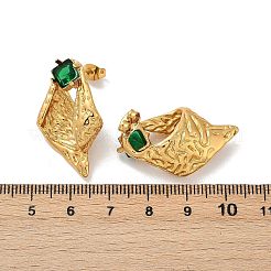 Conch 304 Stainless Steel Glass Stud Earrings&nbsp;EJEW-M105-04G