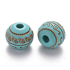 Painted Natural Wood Beads&nbsp;WOOD-N006-02A-05