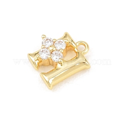 Brass Micro Pave Clear Cubic Zirconia Charms&nbsp;KK-Z151-18G-H